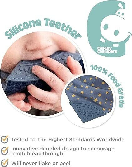 Cheeky Chompers Midnight Stars Waterproof Bandana Silicone with Button Midnight Stars for 2 m+