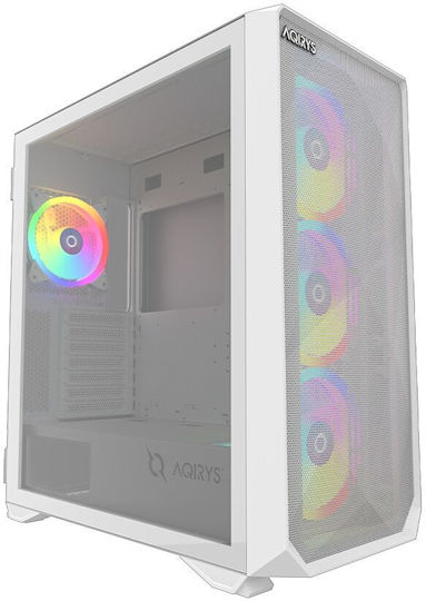 Aqirys Arcturus Pro Gaming Midi Tower Κουτί Υπολογιστή με Πλαϊνό Παράθυρο και ARGB Φωτισμό Λευκό