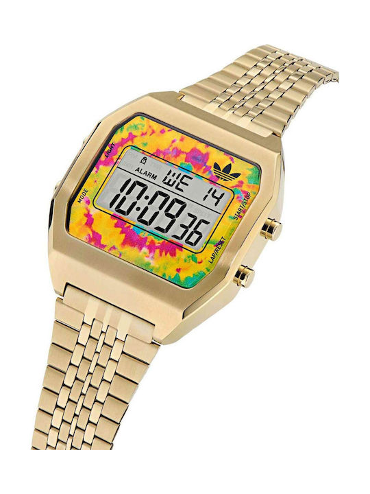 adidas Digital Two Digital Women's Watch Chronograph with Gold Metal Bracelet