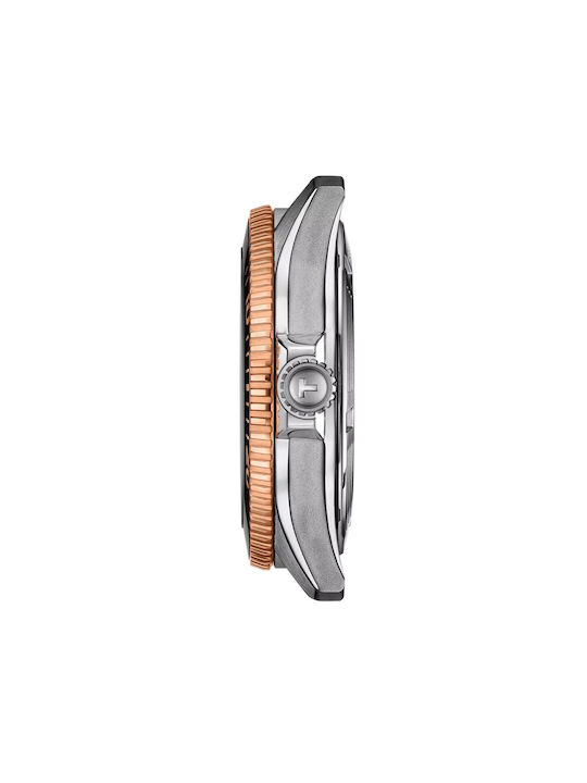 Tissot T-sport Seastar 1000 Powermatic 80 Ανδρικό Ρολόι 40mm Μπαταρίας με Ασημί Μεταλλικό Μπρασελέ