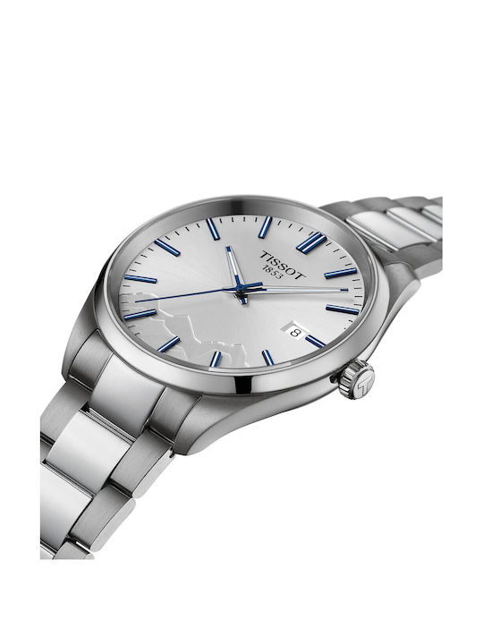 Tissot Pr 100 Ανδρικό Ρολόι Μπαταρίας με Ασημί Μεταλλικό Μπρασελέ