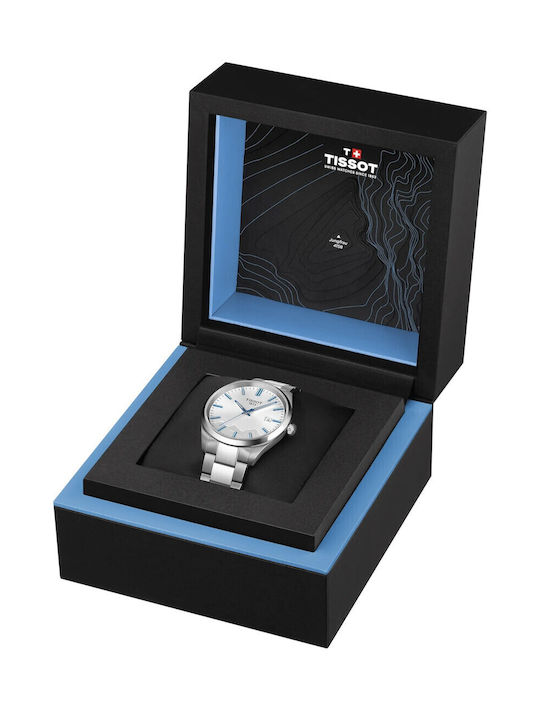 Tissot Pr 100 Ανδρικό Ρολόι Μπαταρίας με Ασημί Μεταλλικό Μπρασελέ