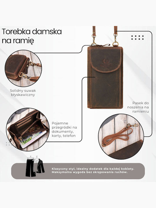 Δερμάτινη Γυναικεία Τσάντα Ώμου Καφέ