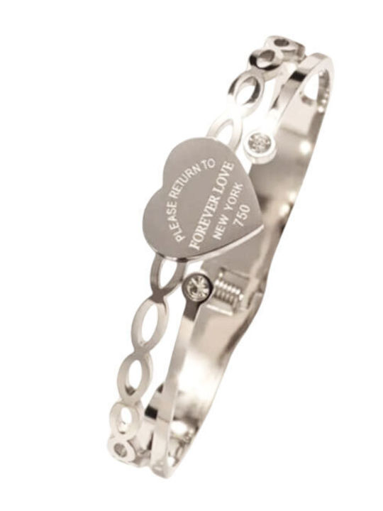 Women's Bracelet Handcuffs with Heart Design Made of Gold Plated Stainless Steel 6.5cm