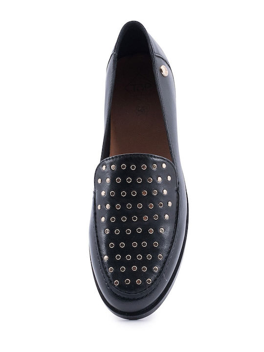 Leather Women's Loafers in Black Color