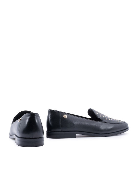 Leather Women's Loafers in Black Color