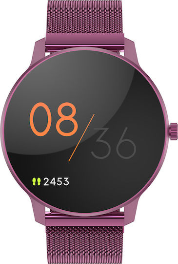 Bemi ARI Edelstahl Smartwatch mit Pulsmesser (Lila)