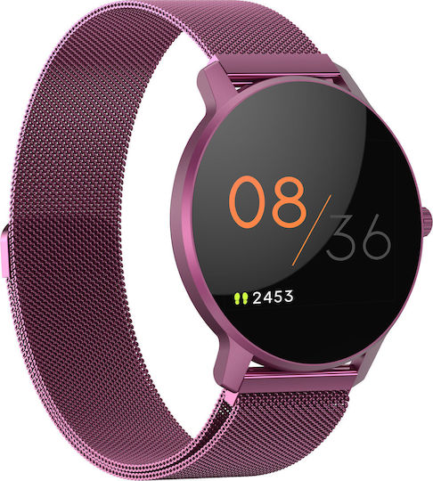 Bemi ARI Edelstahl Smartwatch mit Pulsmesser (Lila)