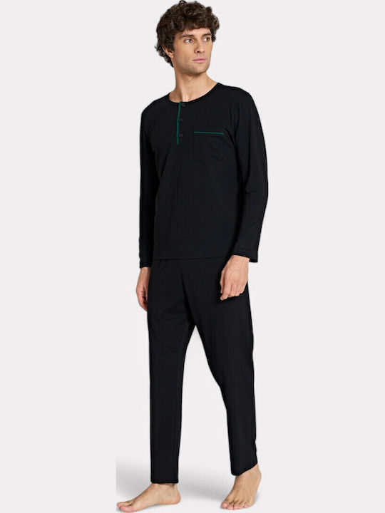 Pijamale Negre pentru Bărbați Pijadore – Mânecă Lungă Pjdr1814-1-black