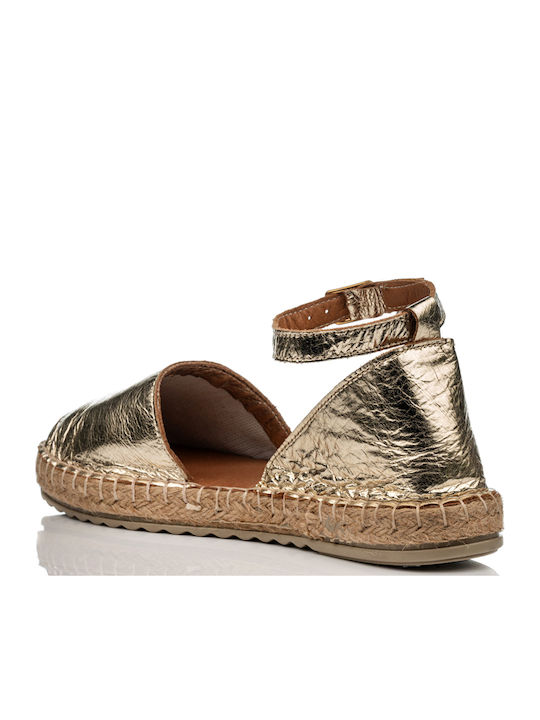 Women's Leather Espadrilles Gold