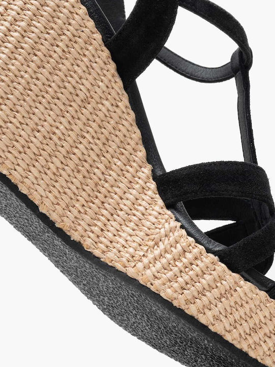 Women's Leather Platform Shoes Black/Beige