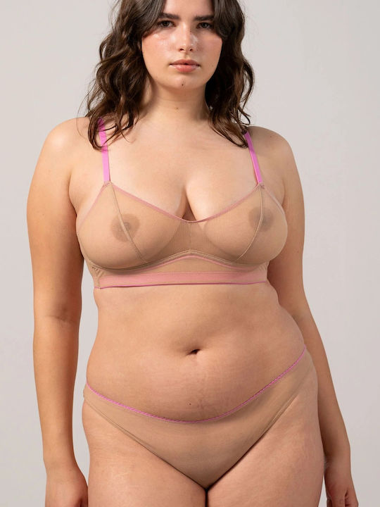 Slip Мрежесто Двуцветно Дамско Слип Warm Nude