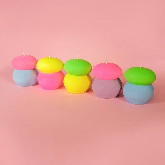 Candle Yellow & Pink Neon Pebble
