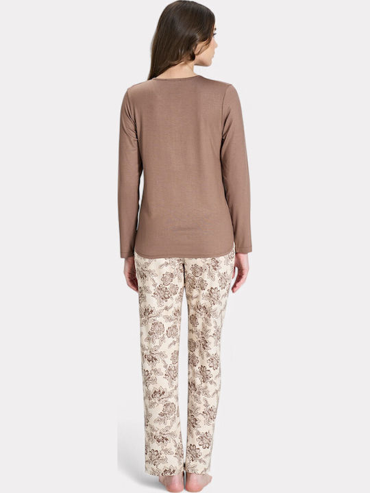 Pijadore Winter Women's Pyjama Set Brown