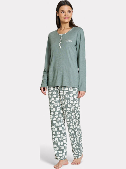 Pijadore Winter Damen Pyjama-Set Green