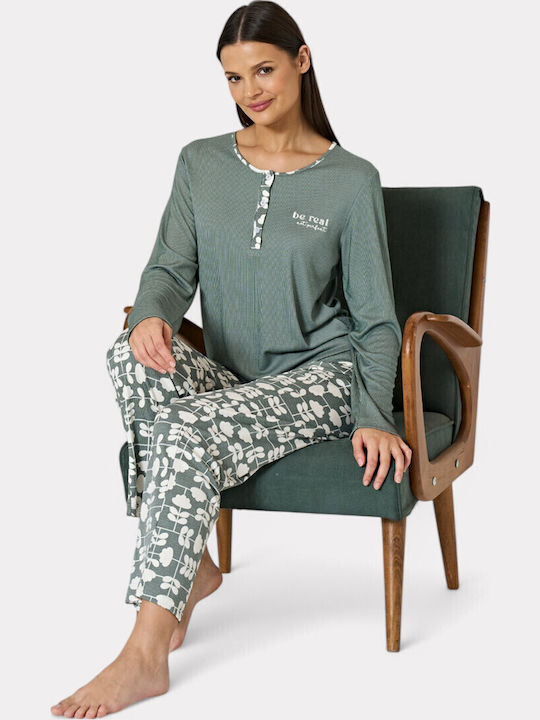 Pijadore Winter Damen Pyjama-Set Green