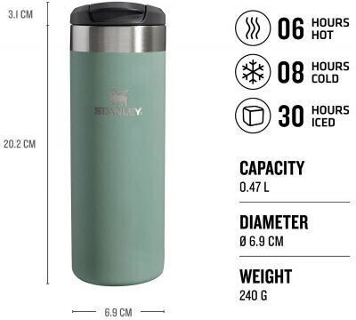 Stanley AeroLight Transit Glass Thermos Stainless Steel BPA Free 470ml Meadow