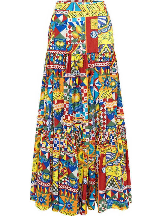 Set Cu Fustă Maxi Cu Talie Înaltă Multicolor
