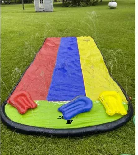 Water Slide Fountain 3 Inflatable Mats Capacity 150 Kg 475x202 Cm Aria Trade