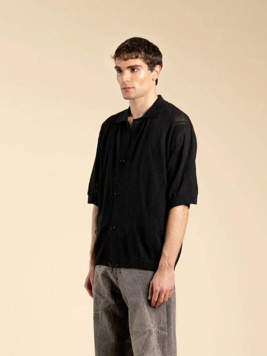Short-sleeved Cotton Shirt Black