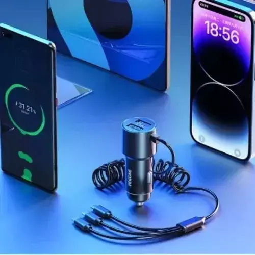 Φορτιστής Αυτοκινήτου 33W με Θύρες: 2xUSB-A μαζί με Καλώδιο Lightning / Micro-USB / Type-C Μαύρο Χρώμα