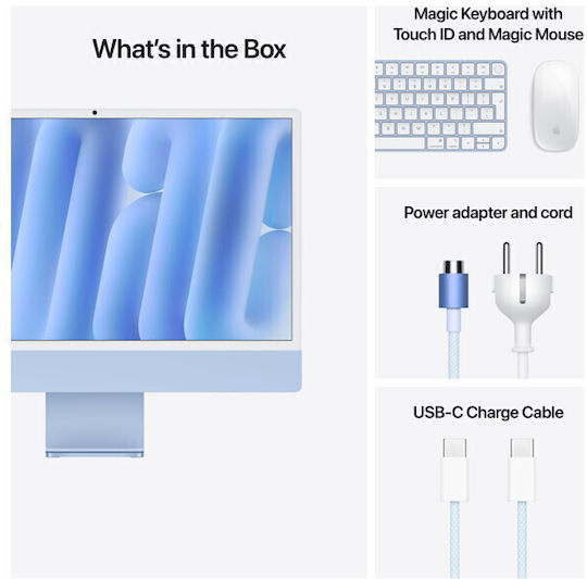 Apple IMac 24" 2024 (M4-10-Core/24GB/512GB SSD/10-Core GPU/macOS) Blue International English