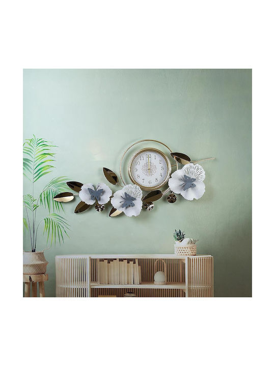 Iciclio Metal Wall Clock Flowers 105.5x8.5x51cm 72033632