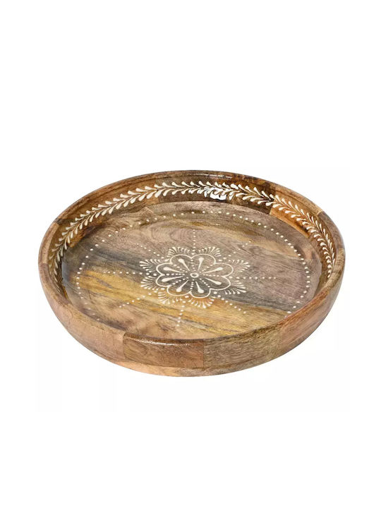 Beauty Home Wooden Round Decorative Tray 20x5cm