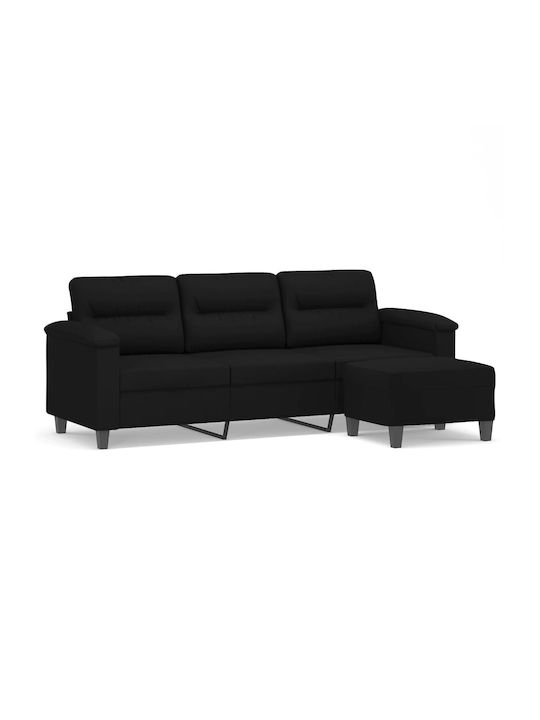 Three-Seater Couch Black 210x77x80 cm
