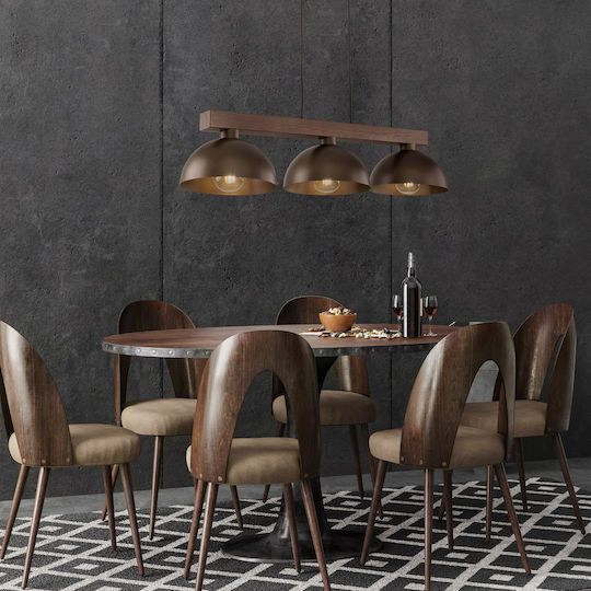 TK Lighting Oslo Κρεμαστό Φωτιστικό Καφέ LED Ράγα