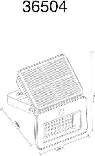 Globo Lighting Wall Mounted Solar Light 8W 1300lm Cold White 6500K with Motion Sensor IP65 14.3cmx15.5cmcm