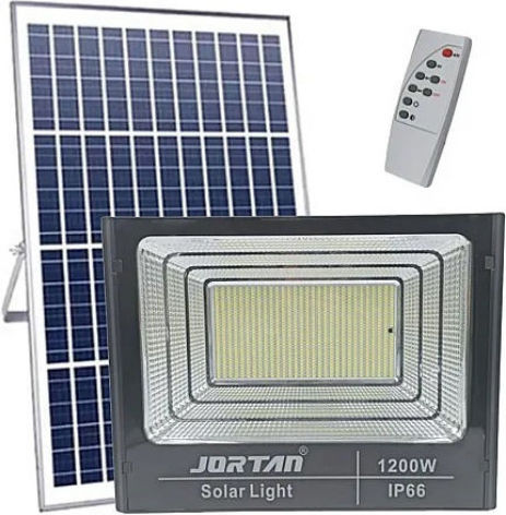 Jortan Στεγανός Ηλιακός Προβολέας LED 1200W Ψυχρό Λευκό 6500K με Τηλεχειριστήριο IP66
