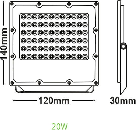 Aca Waterproof LED Floodlight 20W Cold White 6000K IP65