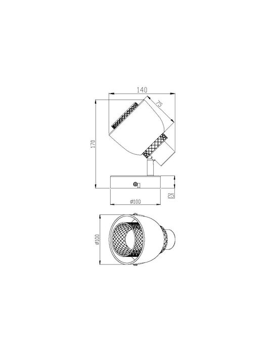 Trio Lighting Single Spot with Socket E14 in Black Color