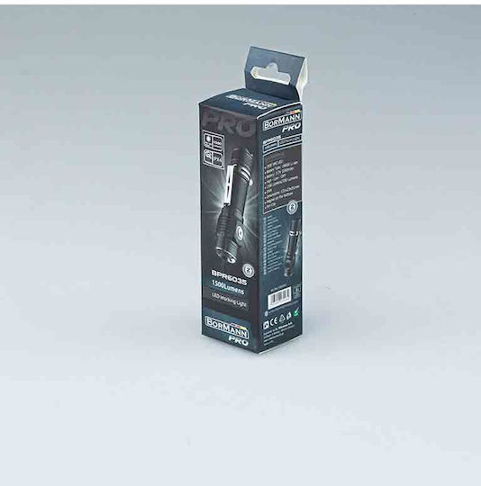 Bormann Pro Rechargeable Flashlight LED IP54 with Maximum Brightness 1500lm BPR6035
