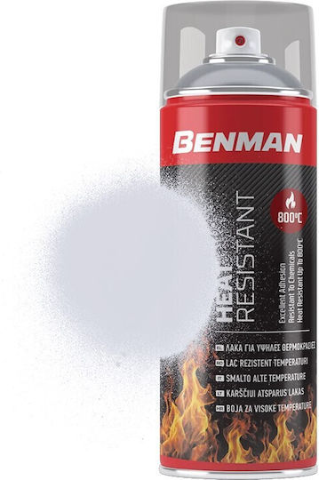 Benman Σπρέι Βαφής Heat Resistant Lacquer 800‎°C Υψηλής Θερμοκρασίας με Ματ Εφέ Λευκό Άσπρο 400ml