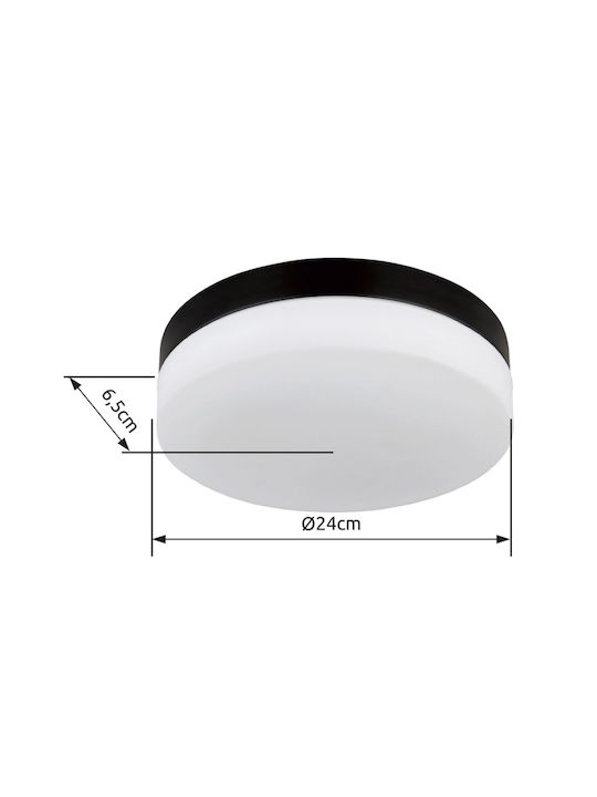 Globo Lighting Ceiling Mount Light Bathroom 24cm Black with Socket E27