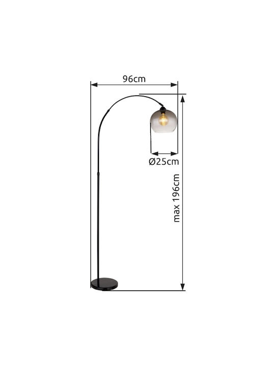 Globo Lighting Newcastle Floor Lamp H196xW30cm. with Socket for Bulb E27 Silver