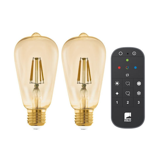 Eglo Smart Lampe LED für Fassung E27 und Form ST64 Warmes Weiß