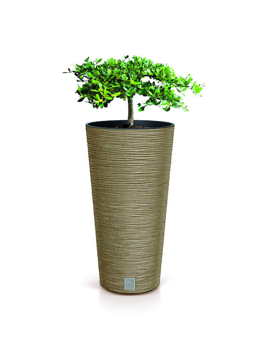 Iliadis Furu Slim Ghiveci Plastic Negru cu suport 25x25x48εκ.
