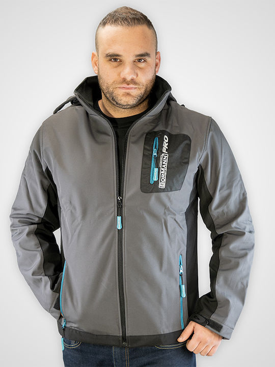 Bormann Pro Napoli Μπουφάν Εργασίας Softshell με Κουκούλα Γκρι