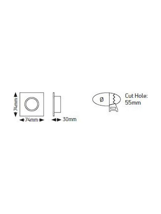 Geyer Square Metallic Recessed Spot with Socket GU10 Silver 7.4x7.4cm.