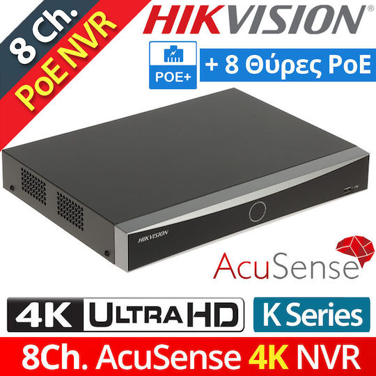 Hikvision DS-7608NXI-K1/8P(D) Καταγραφικό NVR 8 Καναλιών με Ανάλυση 4K
