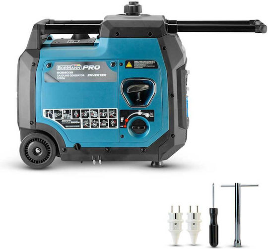 Bormann Pro BGB2035 Generatoare silențioase Generator Inversor Benzină (în patru timpi) Patru timpi cu Autostart, Roți și Putere Maximă 3.5kVA