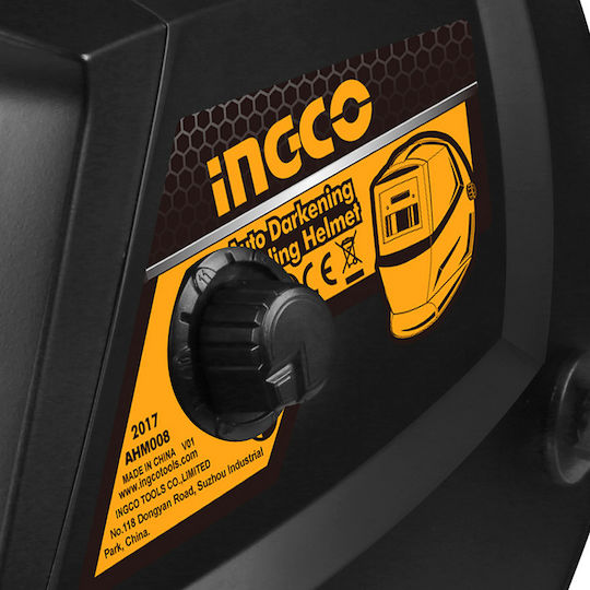 Ingco Electronic Welding Helmet Optical Field 92x42mm Orange