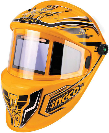 Ingco Electronic Welding Helmet Optical Field 100x67mm Panoramic Orange