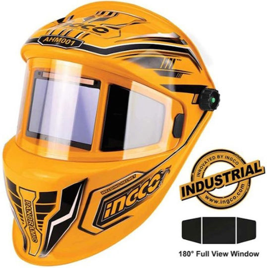 Ingco Electronic Welding Helmet Optical Field 100x67mm Panoramic Orange