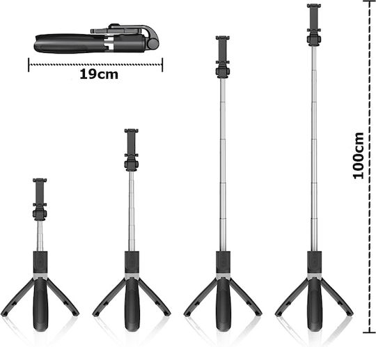 Verk Group Selfie-Stick Handy-Stative Bluetooth Schwarz