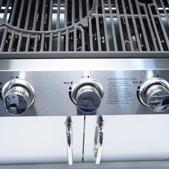 Bormann Elite BBQ5050 Ψησταριά Υγραερίου Μαντεμένιας Σχάρας 69x45εκ. με 4 Εστίες 14.4kW και Πλαϊνό Μάτι 2.7kW