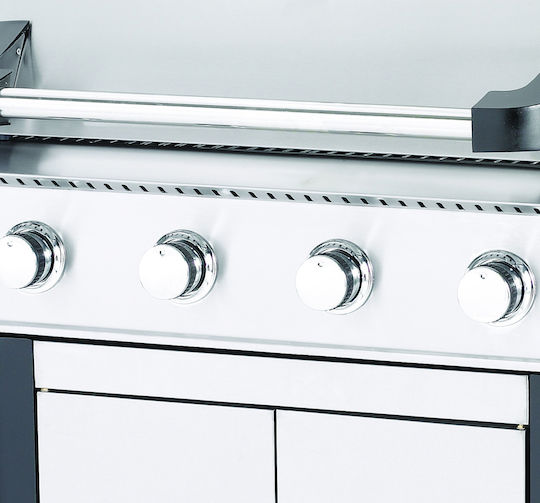 Elite BBQ5500 Газово Барбекю Чугунена Решетка 71брx49.5брсм. с 6 бр 22.5кВт и Страничен Нагревател Инфрачервена